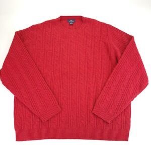VTG Brooks Brothers 386 Sweater Mens Large Red Cable Knit 100% Lambs Wool